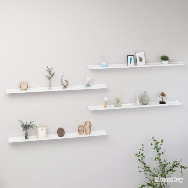 �tag�res murales 4 pcs Blanc brillant 115x9x3 cm alsavelo