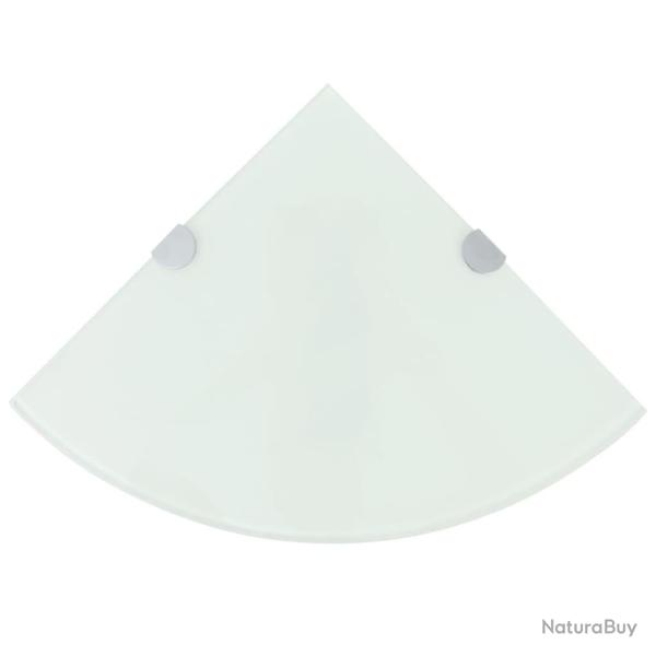 �tag�res d'angle 2 pcs et supports chrom�s Verre Blanc 35x35 cm alsavelo