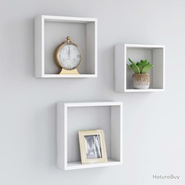 �tag�res murales sous forme de cube 3 pcs Blanc MDF alsavelo
