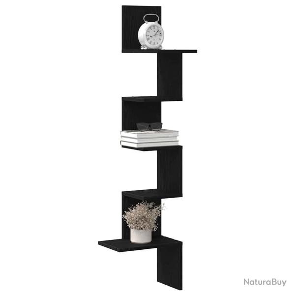 �tag�re d'angle murale noir 32x32x127,5 cm bois d'ing�nierie alsavelo