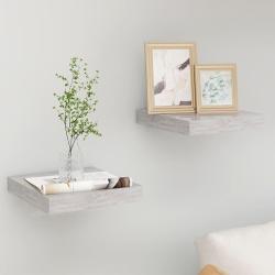 &Eacute;tag&egrave;res murales flottantes 2 pcs gris b&eacute;ton 23x23,5x3,8 cm MDF alsavelo