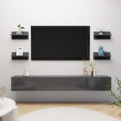 &Eacute;tag&egrave;res murales 4 pcs gris brillant bois d'ing&eacute;nierie alsavelo