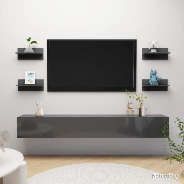 �tag�res murales 4 pcs gris brillant bois d'ing�nierie alsavelo