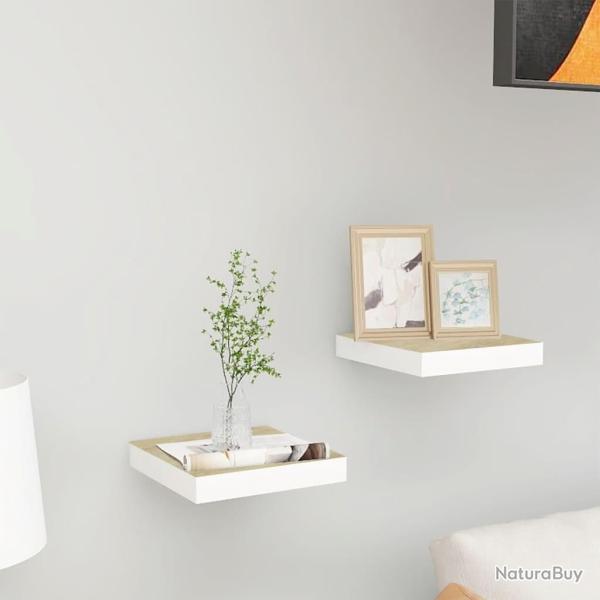 �tag�res murales 2 pcs Ch�ne et blanc 23x23,5x3,8 cm MDF alsavelo