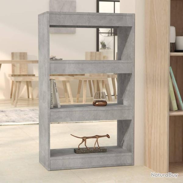 Biblioth�que/s�parateur de pi�ce gris b�ton bois d'ing�nierie alsavelo