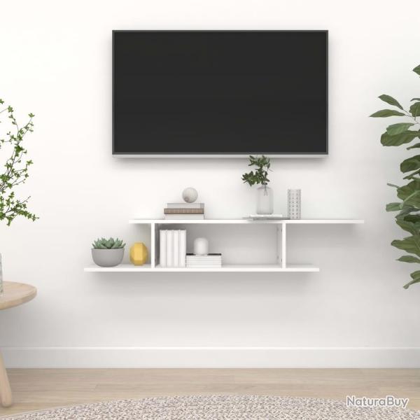 �tag�re TV murale Blanc 125x18x23 cm Bois d'ing�nierie alsavelo