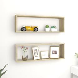 &Eacute;tag&egrave;res cube murales 2 pcs ch&ecirc;ne sonoma bois d'ing&eacute;nierie alsavelo