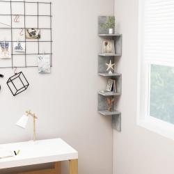 &Eacute;tag&egrave;re d'angle murale Gris b&eacute;ton Bois d'ing&eacute;nierie alsavelo