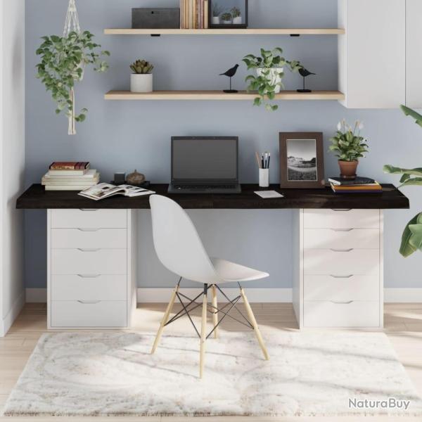 Dessus de table marron fonc� bois ch�ne massif trait� alsavelo