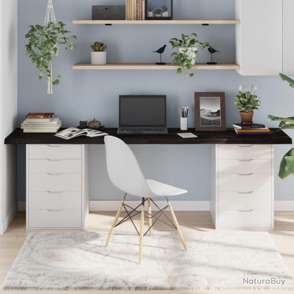 Dessus de table marron fonc� bois ch�ne massif trait� alsavelo