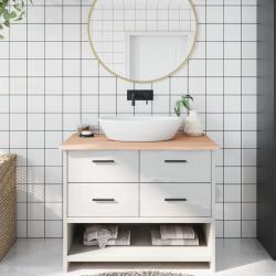 Comptoir de salle de bain 100x60x2 cm bois massif non trait&eacute;