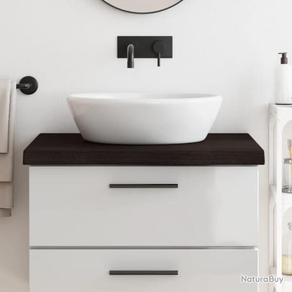 Comptoir de salle de bain marron fonc� bois massif trait�