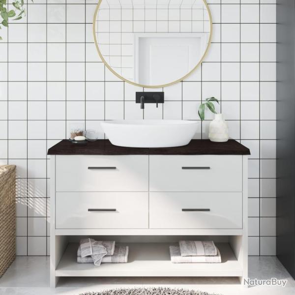Comptoir de salle de bain marron fonc� bois massif trait�