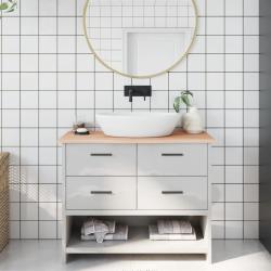 Comptoir de salle de bain 100x30x2 cm bois massif non trait&eacute;