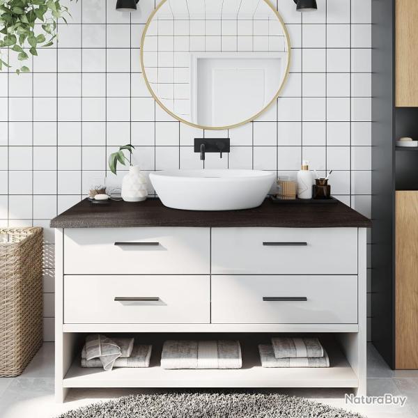 Comptoir de salle de bain marron fonc� bois massif trait�