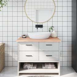 Comptoir de salle de bain 100x50x(2-4)cm bois massif non trait&eacute;