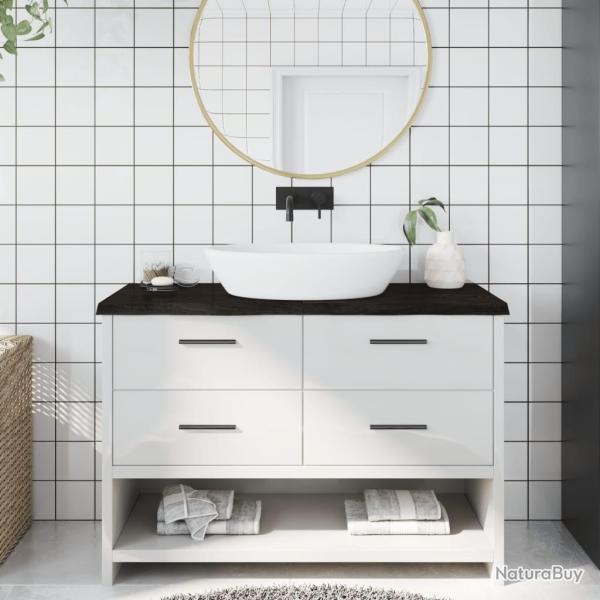 Comptoir de salle de bain marron fonc� bois massif trait�
