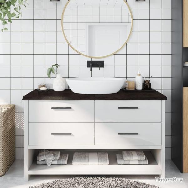 Comptoir de salle de bain marron fonc� bois massif trait�