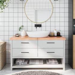 Comptoir de salle de bain marron 140x60x(2-6) cm bois trait&eacute;