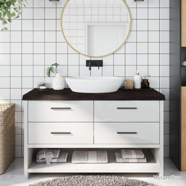 Comptoir de salle de bain marron fonc� bois massif trait�