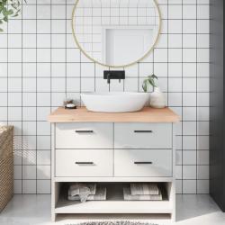 Comptoir de salle de bain 100x60x(2-6)cm bois massif non trait&eacute;