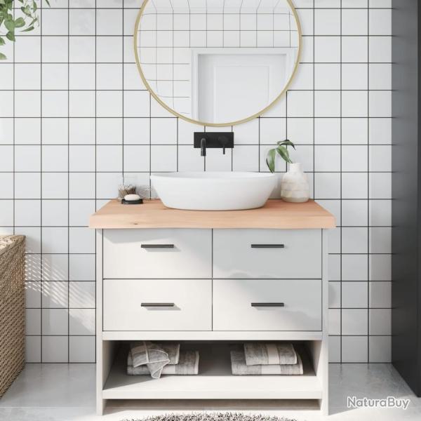 Comptoir de salle de bain 100x60x(2-6)cm bois massif non trait�