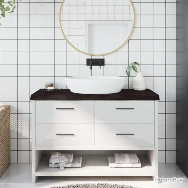 Comptoir de salle de bain marron fonc� bois massif trait�