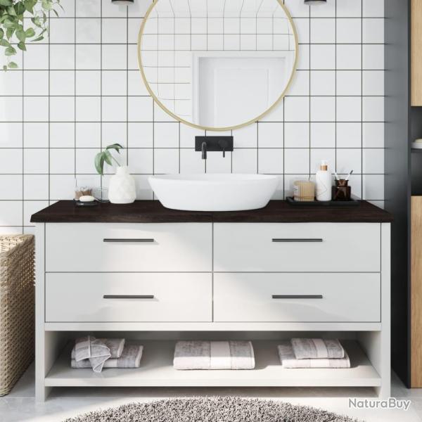 Comptoir de salle de bain marron fonc� bois massif trait�