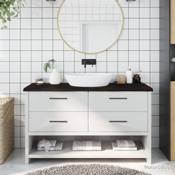 Comptoir de salle de bain marron fonc� bois massif trait�