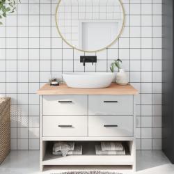Comptoir de salle de bain 100x60x(2-4)cm bois massif non trait&eacute;