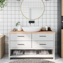 Comptoir de salle de bain 140x60x(2-4)cm bois massif non trait&eacute;