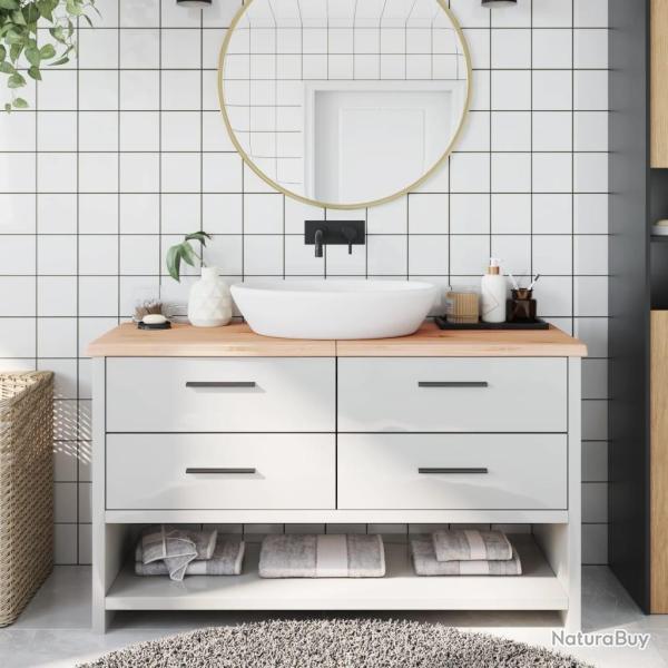 Comptoir de salle de bain 140x60x(2-4)cm bois massif non trait�