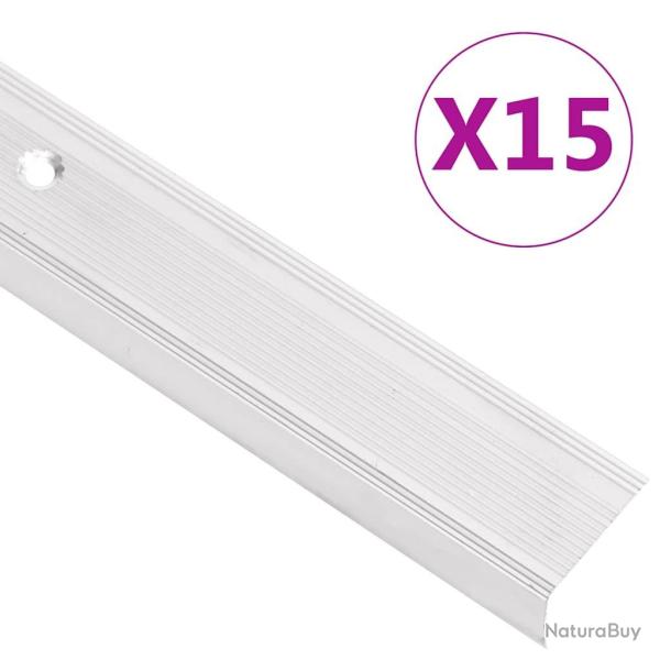 Nez de marche forme en L 15 pcs aluminium 90 cm argent�