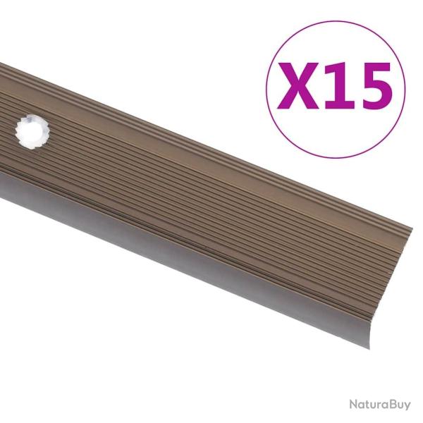 Nez de marche forme en L 15 pcs aluminium 100 cm marron