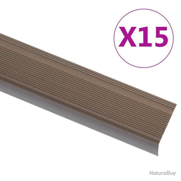 Nez de marche forme en L 15 pcs aluminium 90 cm marron