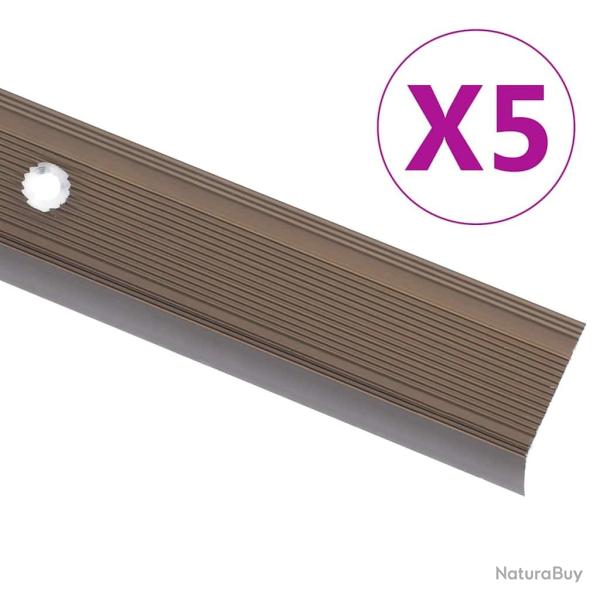 Nez de marche Forme en L 5 pcs Aluminium 100 cm Marron