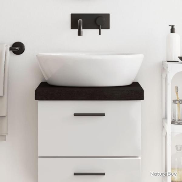 Comptoir de salle de bain marron fonc� bois massif trait�