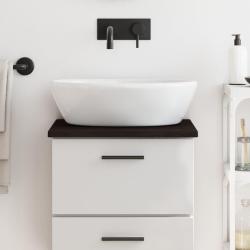 Comptoir de salle de bain marron fonc&eacute; 40x30x2 cm bois trait&eacute;