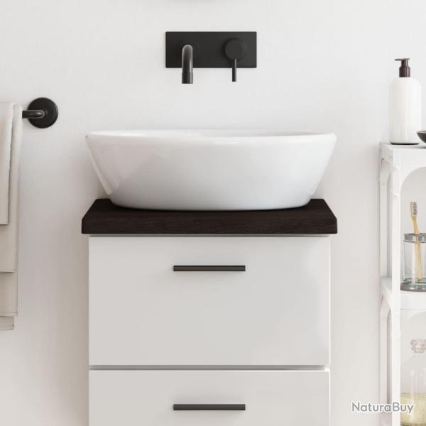 Comptoir de salle de bain marron fonc� bois massif trait�