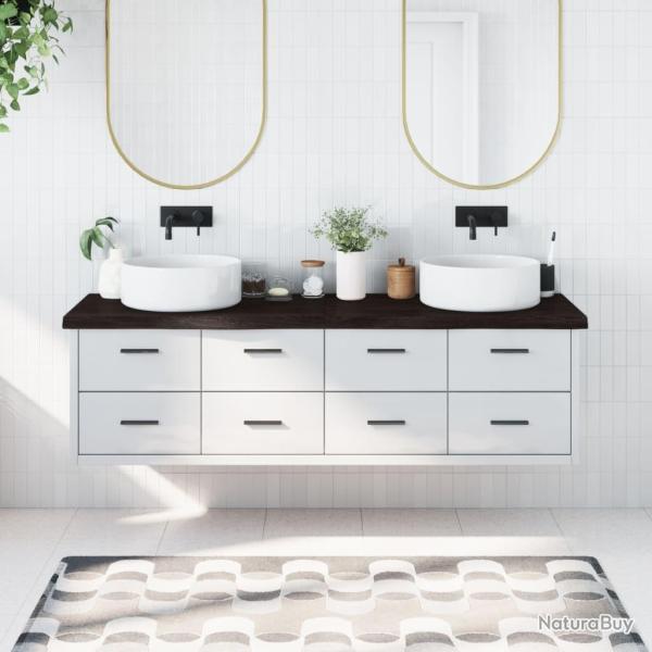 Comptoir de salle de bain marron fonc� bois massif trait�