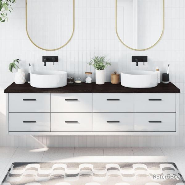 Comptoir de salle de bain marron fonc� bois massif trait�