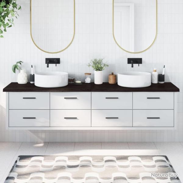 Comptoir de salle de bain marron fonc� bois massif trait�