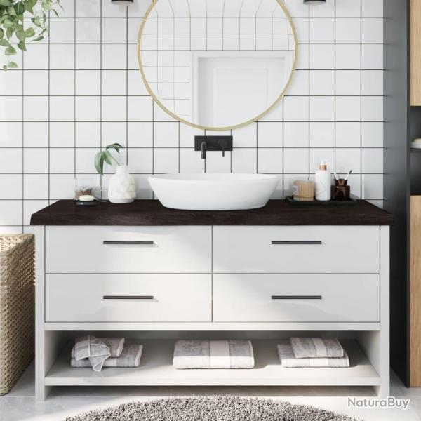 Comptoir de salle de bain marron fonc� bois massif trait�