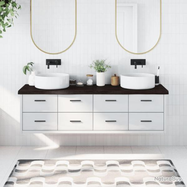 Comptoir de salle de bain marron fonc� bois massif trait�