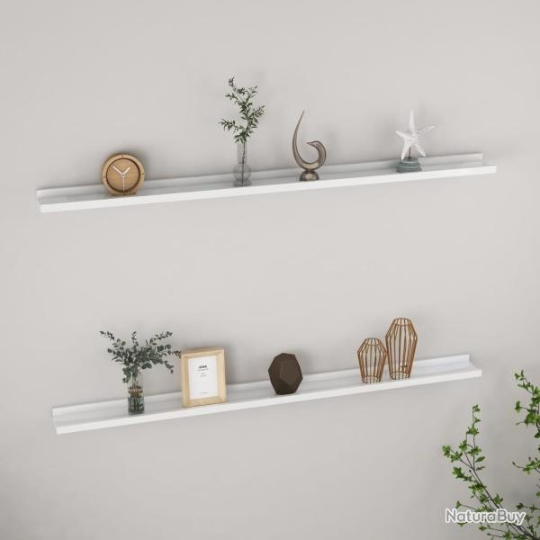 �tag�res murales 2 pcs Blanc brillant 115x9x3 cm alsavelo