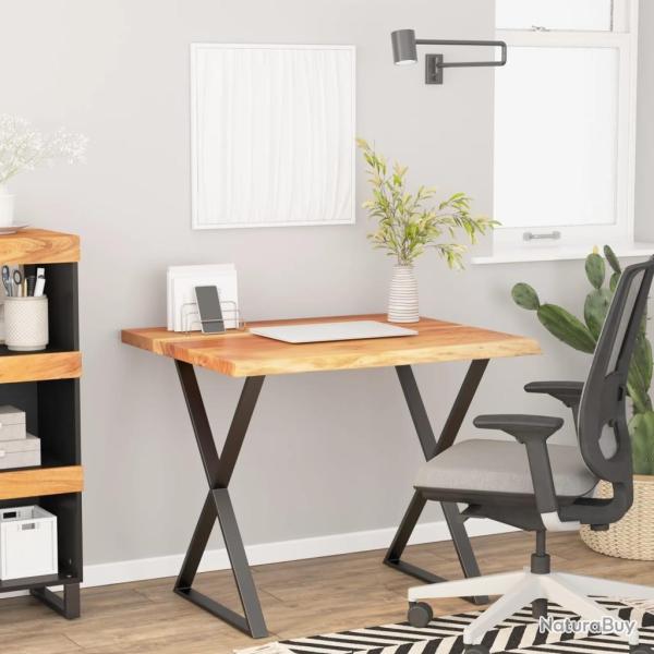 Dessus de bureau carr� bois massif d'acacia bordure assortie