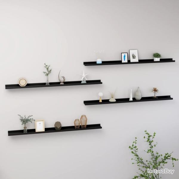 �tag�res murales 4 pcs Noir 115x9x3 cm