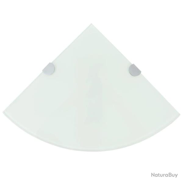 �tag�res d'angle 2 pcs et supports chrom�s Verre Blanc 25x25 cm