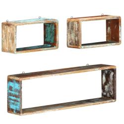 Ensemble d'&eacute;tag&egrave;re cube 3 pcs Bois solide de r&eacute;cup&eacute;ration alsavelo