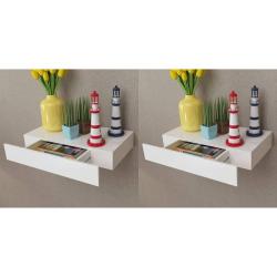 &Eacute;tag&egrave;res murales avec tiroirs 2 pcs Blanc 48 cm alsavelo